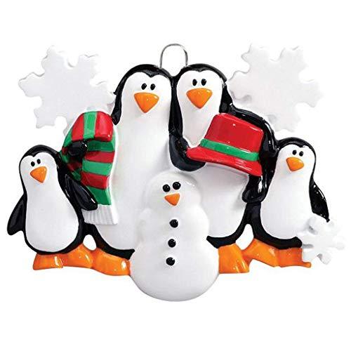 Penguins Making Snowman Personalized Ornament (Family of 4) Default Title
