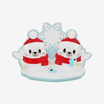 Personalized Arctic Seal Christmas Ornament (Family of 2)