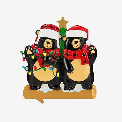 Personalized Bears with Scarf & Santa Hat Christmas Ornament (Family of 2)