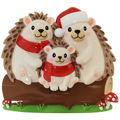 Personalized Christmas Ornament Hedgehog Family of 3