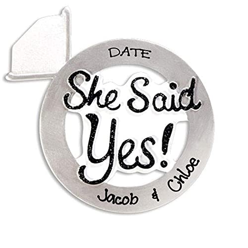 Personalized Engaged She Said Yes Ornament Default Title