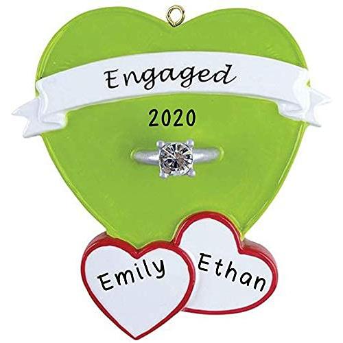 Personalized Engagement Ring Heart Box Ornament