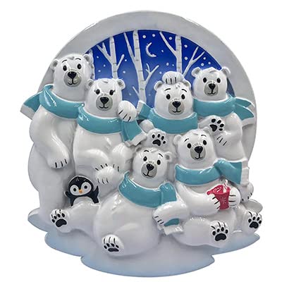 Personalized Family Ornament Polar Family of 6 Christmas Ornament