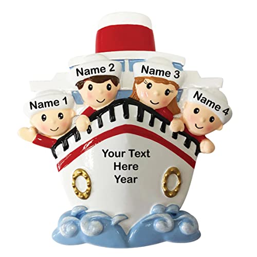 Personalized Family of 4 On A Cruise Ship Christmas Ornament