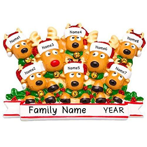 Personalized Family of 8 Cozy Reindeer Christmas Ornament Default Title