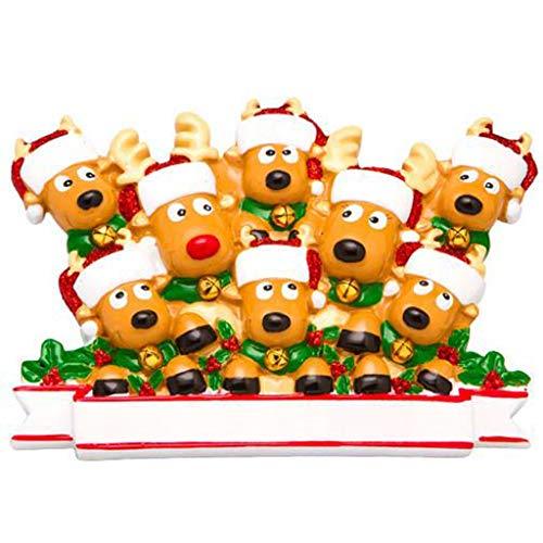 Personalized Family of 8 Cozy Reindeer Christmas Ornament