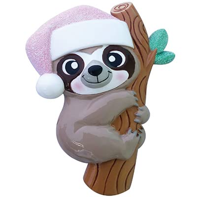 Personalized Girl Baby Sloth Calf Christmas Ornament