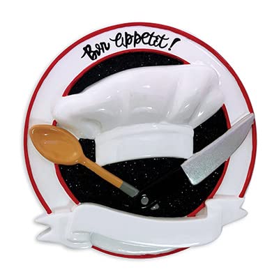 Personalized Head Chef Guy Christmas Tree Ornament