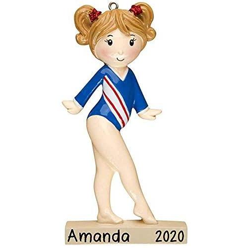 Personalized Little Girl Gymnast Ornament (Blue)