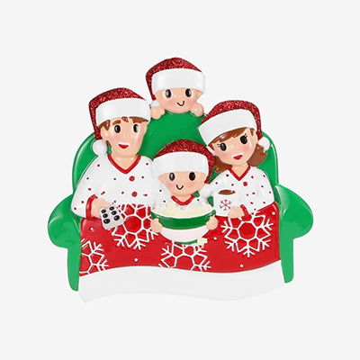 Personalized Movie Night Christmas Ornament (Family of 4)
