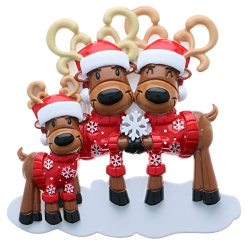 Personalized Mr. & Mrs. Reindeer Family Ornament (Family of 3)