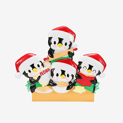 Personalized Penguin Baking Christmas Ornament (Family of 4)