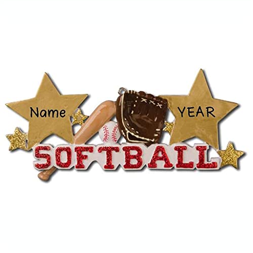 Personalized Softball Ornament with a Customizable Keepsake