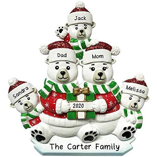 Polar Bear Family Personalized Ornament (Family of 5)