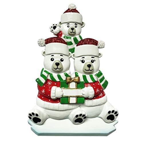 Polar Bear Family Personalized Ornament Present Gift -(Family of 3)