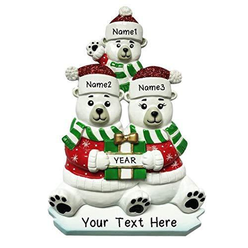 Polar Bear Family Personalized Ornament Present Gift -(Family of 3)