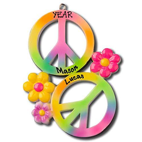 Rainbow Peace Sign Lover First Christmas Ornament Default Title
