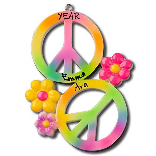 Rainbow Peace Sign Lover First Christmas Ornament