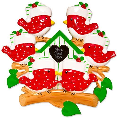 Red Bird Cardinal Ornament (Family of 6)