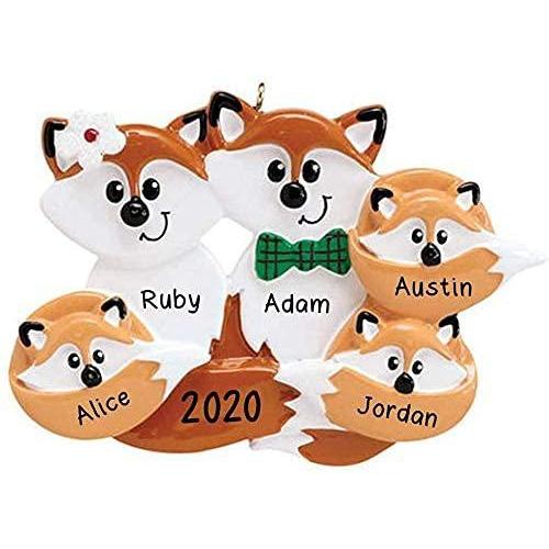 Red Fox Family Personalized Ornament (Family of 5)
