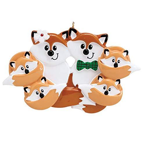 Red Fox Family Personalized Ornament (Family of 6)