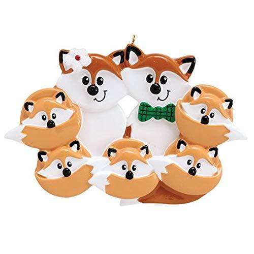 Red Fox Family Personalized Ornament (Family of 7)