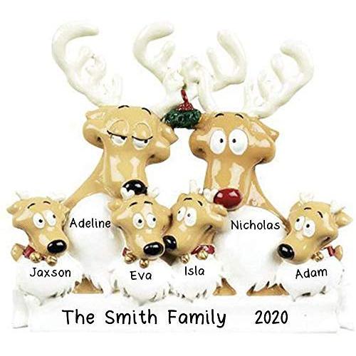 Reindeer Family Personalized Ornament (Family of 6)