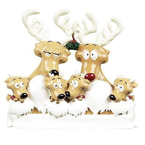 Reindeer Family Personalized Ornament (Family of 6)