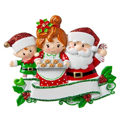 Santa & Mrs Claus Family Personalized Ornament (Family of 3)