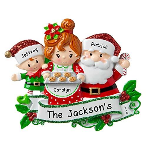 Santa & Mrs Claus Family Personalized Ornament (Family of 3)
