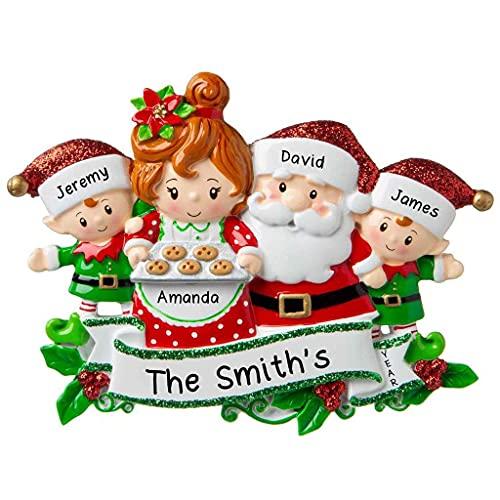 Santa & Mrs Claus Personalized Ornament (Family of 4)