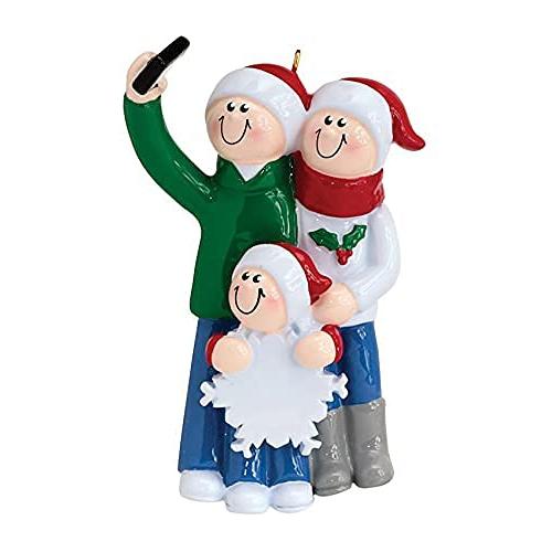 Selfie Couple Personalized Ornament (Family of 3)
