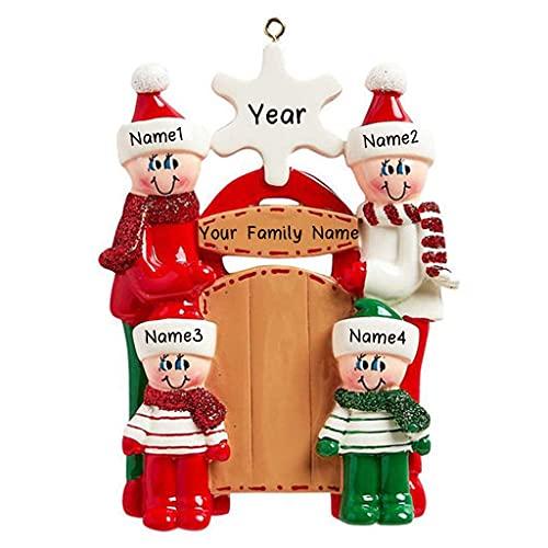 Sledding Family Ornament (Family of 4) Default Title