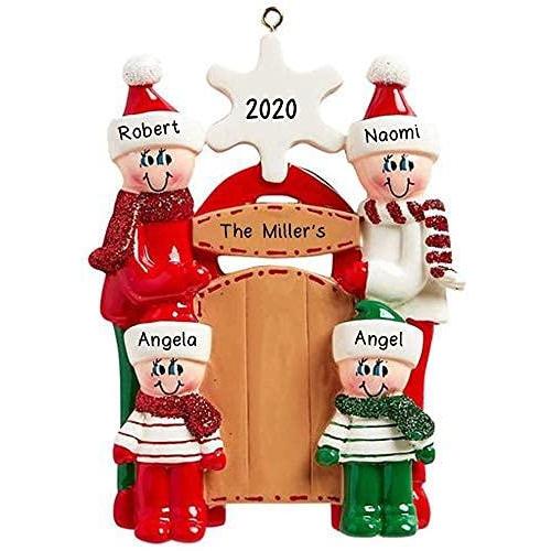 Sledding Family Ornament (Family of 4)
