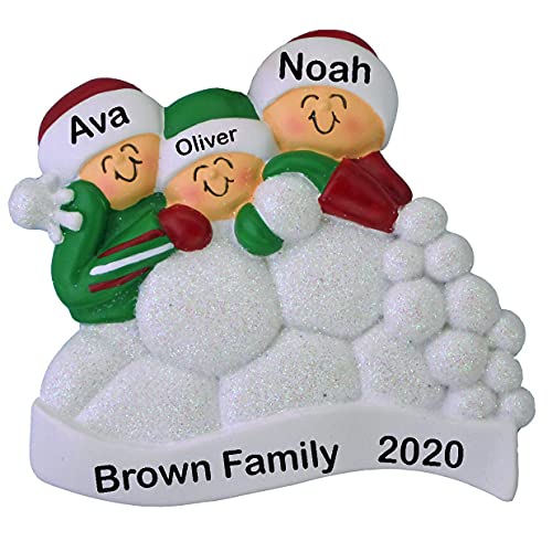 Snowball Family Personalized Ornament (Family of 3)