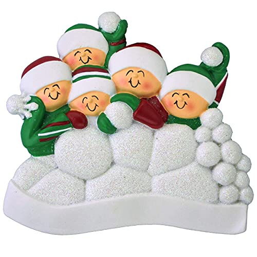Snowball Family Personalized Ornament (Family of 5)