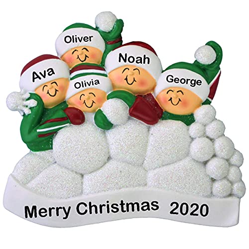 Snowball Family Personalized Ornament (Family of 5)