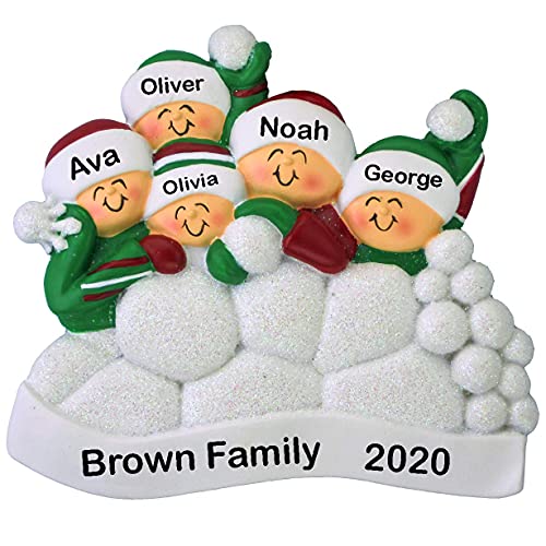 Snowball Family Personalized Ornament (Family of 5)