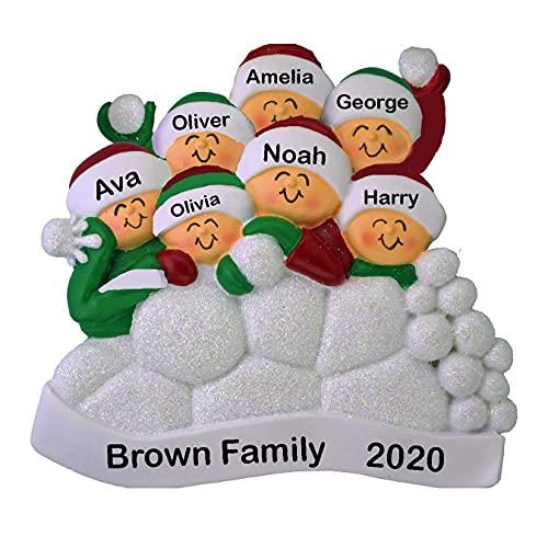 Snowball Family Personalized Ornament (Family of 7)