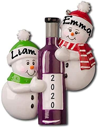 Snowman Cute Couple Personalized Ornament