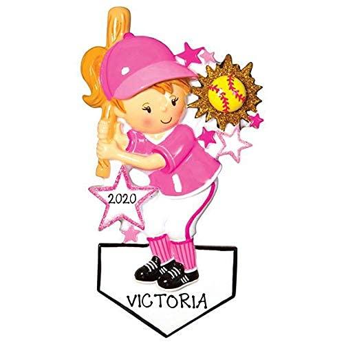 Softball Girl Personalized Ornament (Softball Girl-Pink)