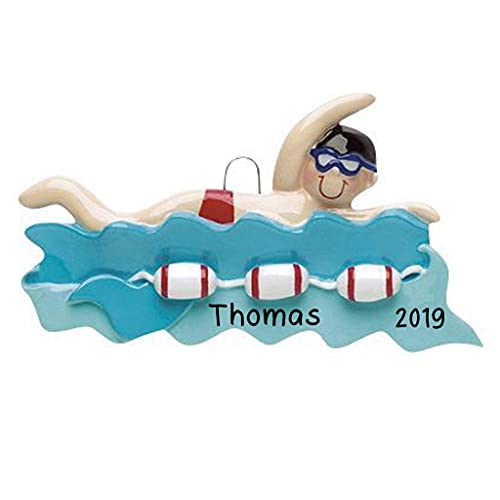 Swimmer Boy in Water Personalized Ornament