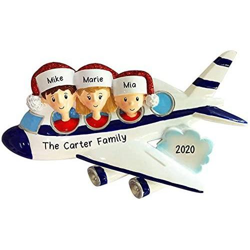 Travel Flight Trip Family Personalized Ornament (Family of 3)