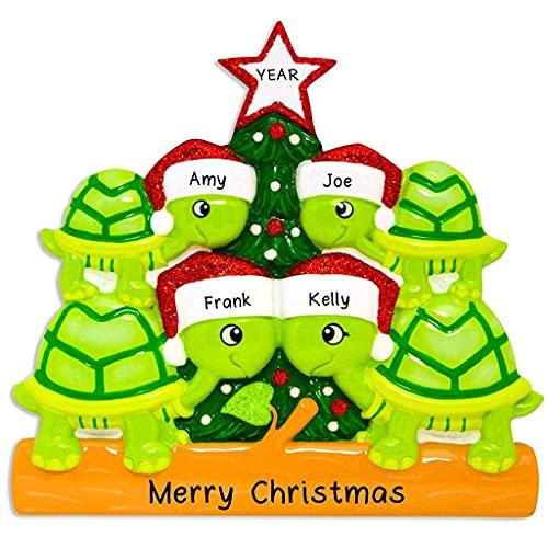Turtle Family Personalized Ornament (Family of 4)