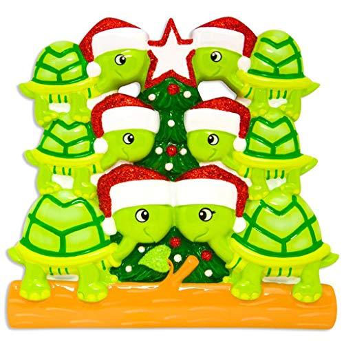 Turtle Family Personalized Ornament (Family of 6)