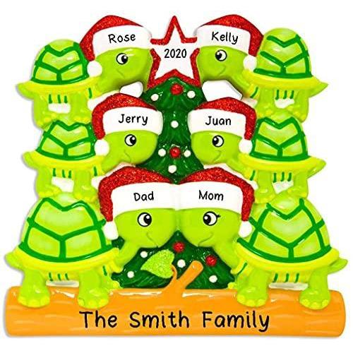 Turtle Family Personalized Ornament (Family of 6)