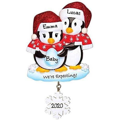 We're Expecting Penguin Couple Personalized Ornament