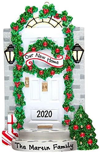White Green Door House - Our First Home Ornament
