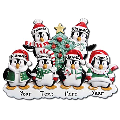 Winter Penguin Family Personalized Ornament (Family of 6) Default Title
