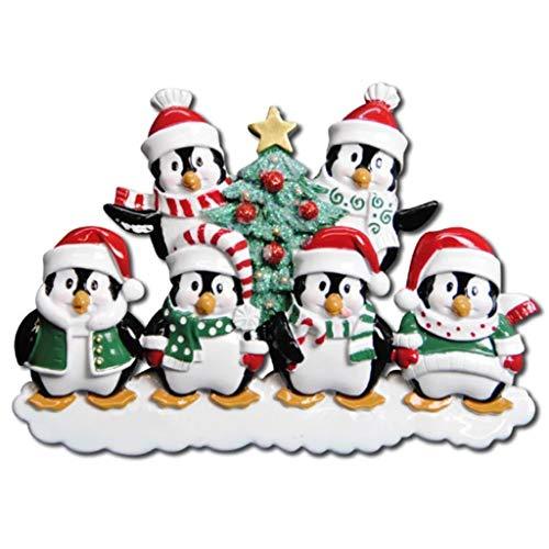 Winter Penguin Family Personalized Ornament (Family of 6)